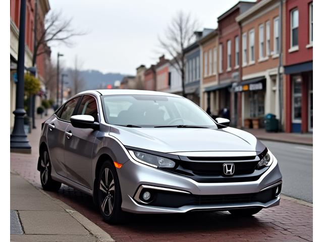 Honda Civic parked outside a Canadian cityscape