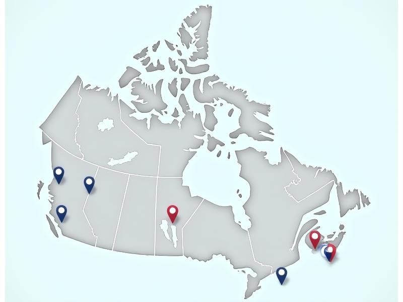An illustrative map of Canada highlighting numerous Car Rental Canada branch locations across major cities and airports.