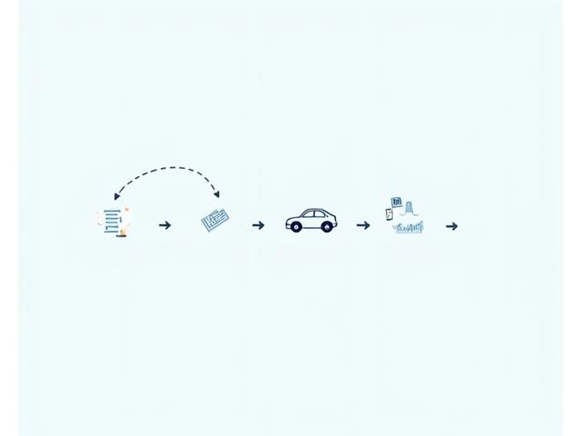 Illustration of a simplified three-step flowchart for car rental insurance claim process.