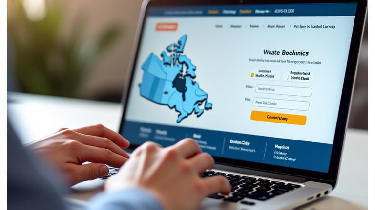 Laptop displaying an online car rental booking interface with a map and car selection screen